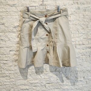 Banana Republic Tan Button-Front Flounce Hem Skirt With Belt Size 12